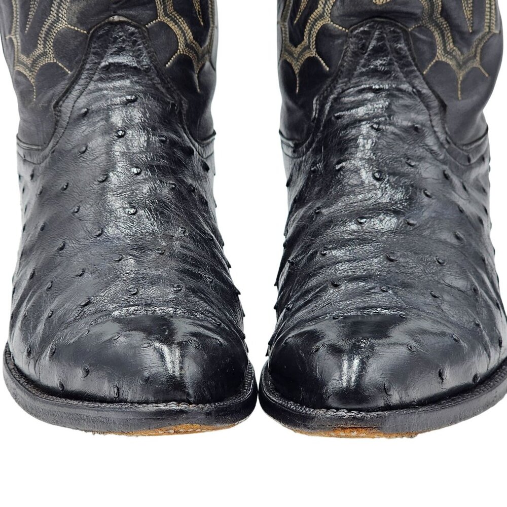 Vintage Honcho Boots Exotic Full Quill Ostrich Black Cowboy Western Mens 10D USA - Picture 12 of 16